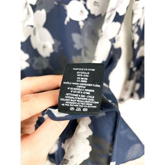 Theory Marah Floral Chiffon Dress Blue Size 6 Sheer Mini Dress - Picture 10 of 11